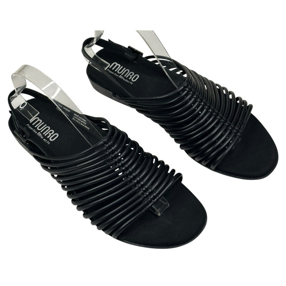 Munro Shoes - Munro Celia Slingback Sandal Black Leather Tubular Straps Womens 10W New $175